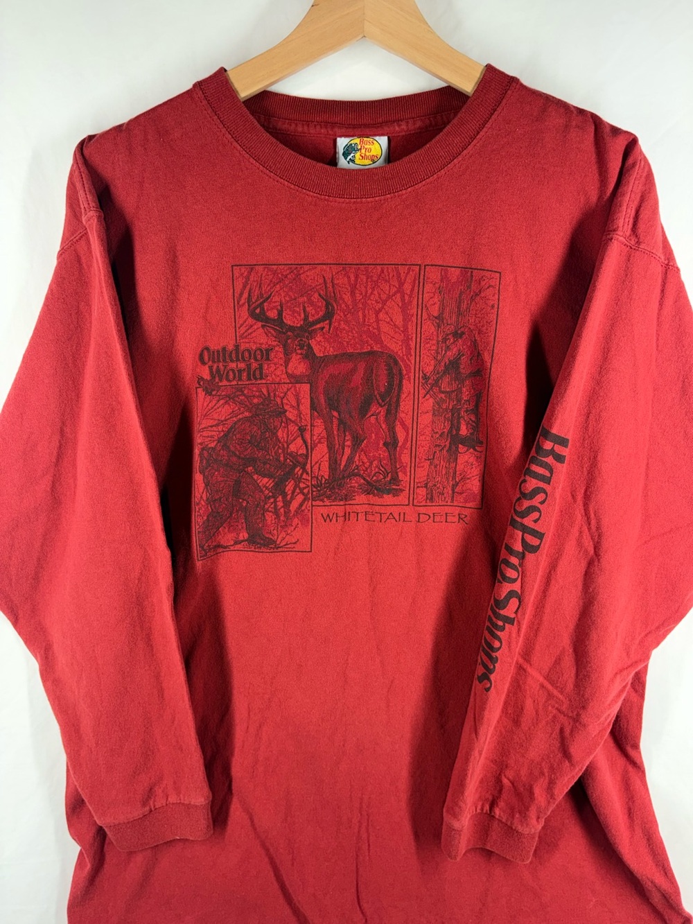 Vintage Bass Pro Shops Outdoor World Whitetail Deer Long Sleeve Tee M USA